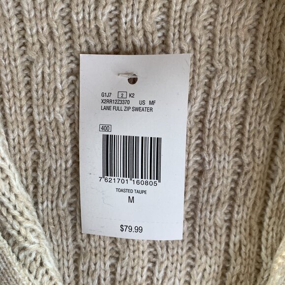 Guess Women' s Lane Full Zip Cardigan Sweater Size Med Toasted Taupe NWT - Picture 8 of 11
